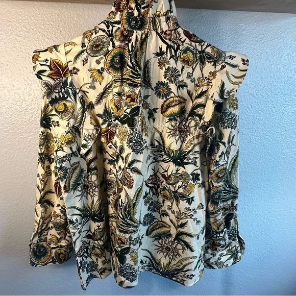 Tuckernuck Floral Ruffle Blouse - Cream and Green - Picture 12 of 16